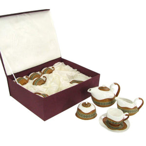 Tazza the con teiera e lattiera 9 pezzidecoro bambù noce