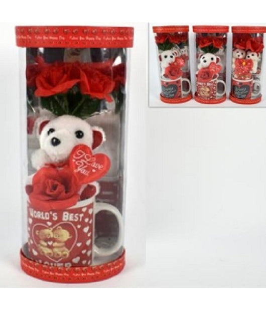 Tazzone Tazza Con Orsetto Fiore In Box Regalo San Valentino 3 Modelli Assortiti         