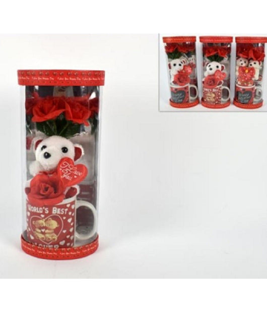 Tazzone Tazza Con Orsetto Fiore In Box Regalo San Valentino 3 Modelli Assortiti         