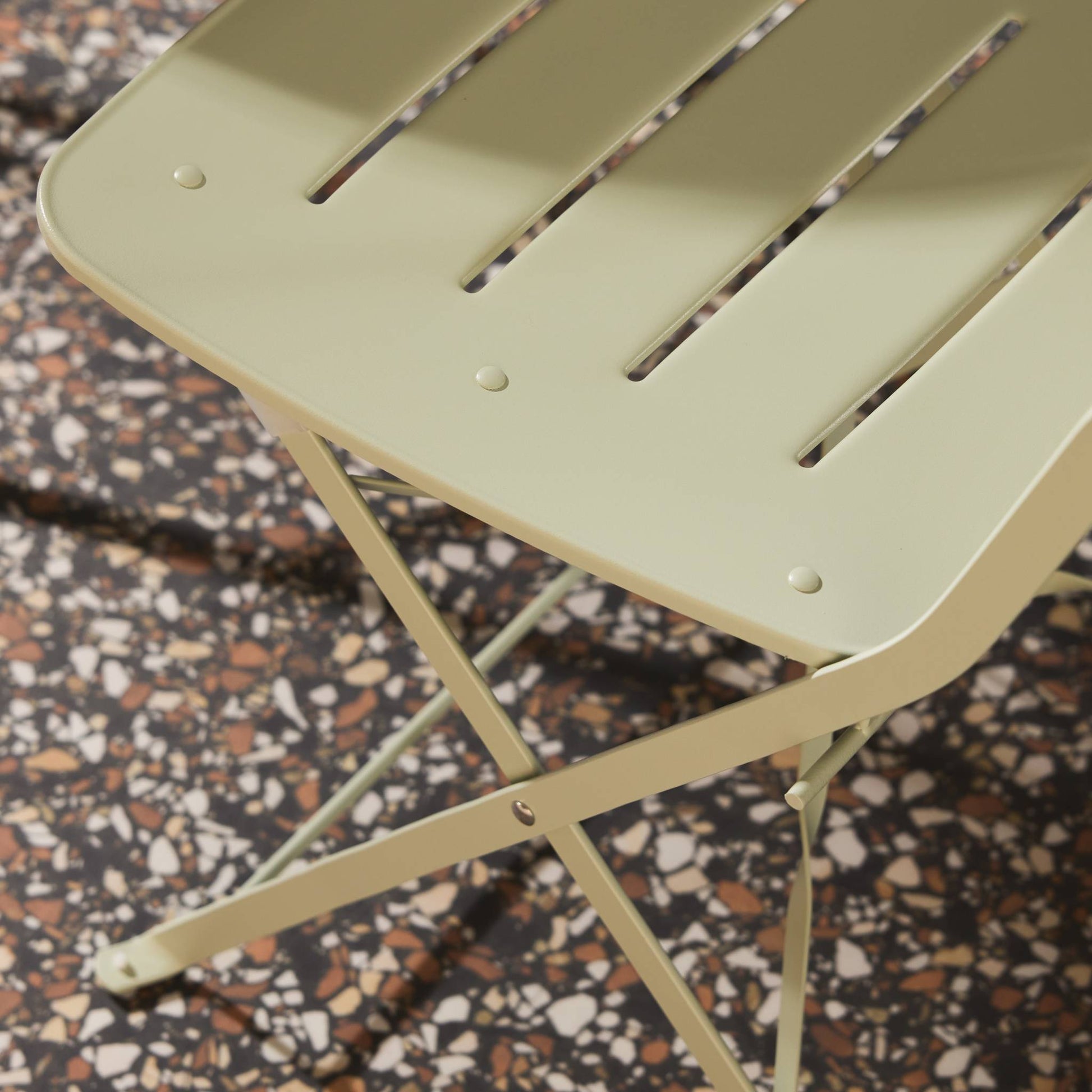 Set tavolo da giardino bistrot pieghevole rotondo in acciaio con 2