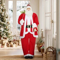 Babbo Natale in piedi, alto 1,6 m, con regalo, campanelli di Natale e Funzione sonora