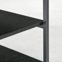 Carrello Porta Stampante a 3 Ripiani con 4 Ruote, Legno e Acciaio, 50x50x52.5cm, Nero