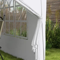 Gazebo 3x3 m Pieghevole e Impermeabile con Pannelli Laterali, in Acciaio e tessuto Oxford, Bianco