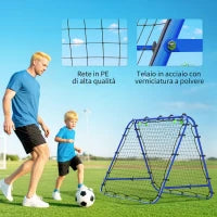 Rete da Calcio Rebounder Pieghevole con Angolo Regolabile e Picchetti, 100x95x90 cm, Blu