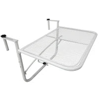 Tavolo da Ringhiera con Ganci ad Altezza Regolabile su 3 Livelli, in Metallo, 60x56.5x45 cm, Bianco