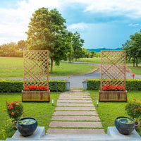 Dorothy - Fioriera in legno di cedro impregnato con spalliera H180 cm - ebony