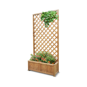 Dorothy - Fioriera in legno di cedro impregnato con spalliera H180 cm - ebony