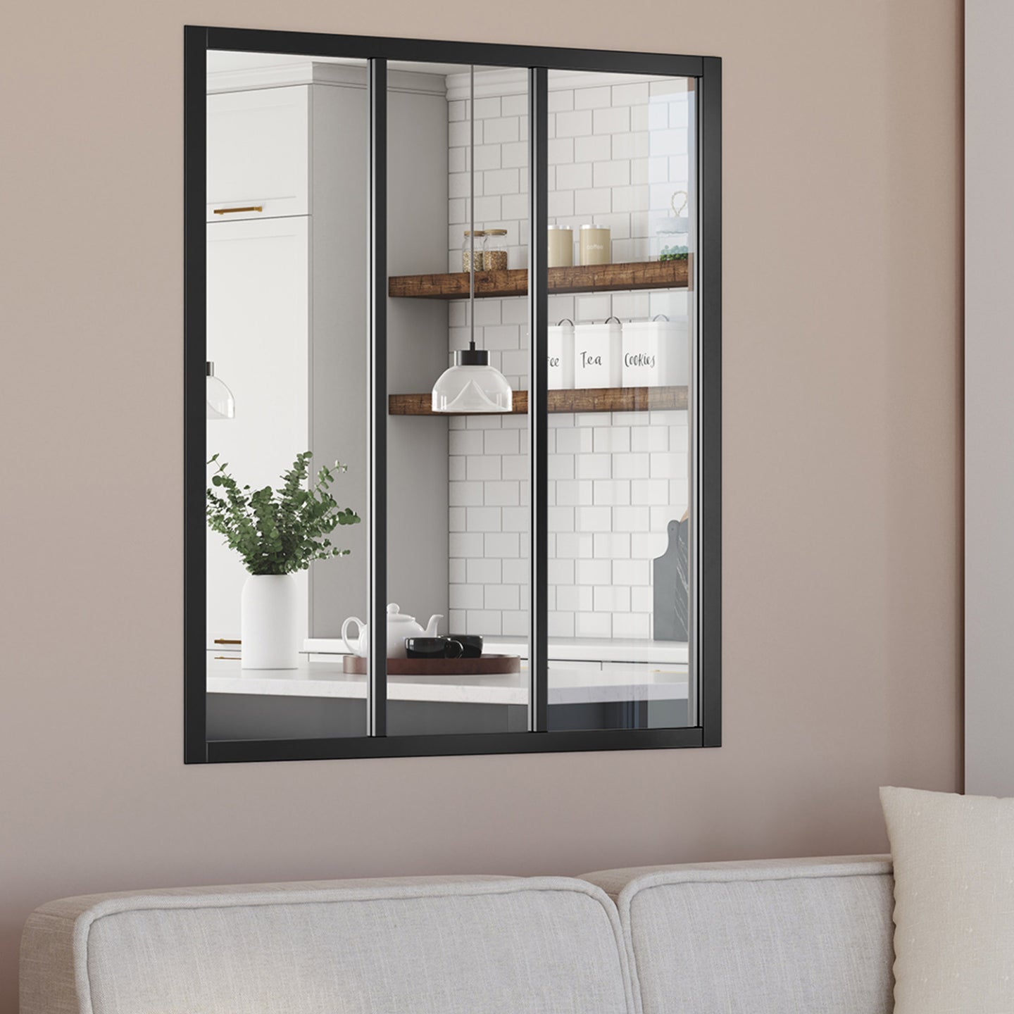 IDMarket - Techo de cristal de 3 hojas 93x108 cm en metal negro