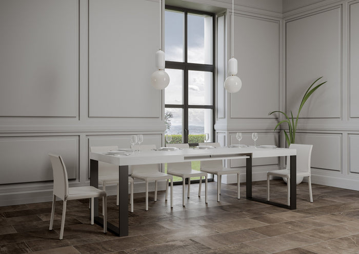 Tavolo allungabile 200/304x90 cm Tecno bianco frassino gambe antracite