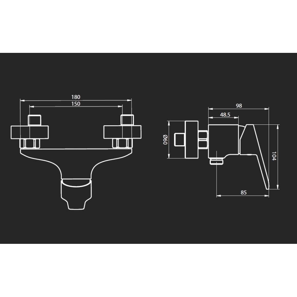 Tecom serie timeless miscelatore per doccia esterno monocomando finitura cromata lucida