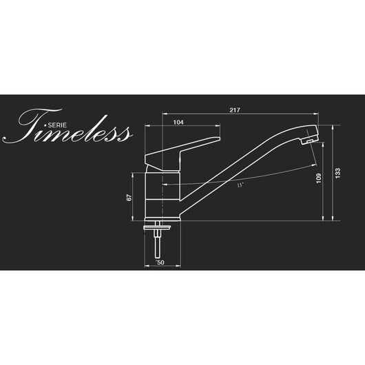 Tecom serie timeless miscelatore per lavello canna bassa monocomando finitura cromata lucida