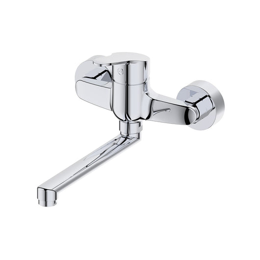 Tecom serie timeless miscelatore per lavello monocomando a muro finitura cromata lucida