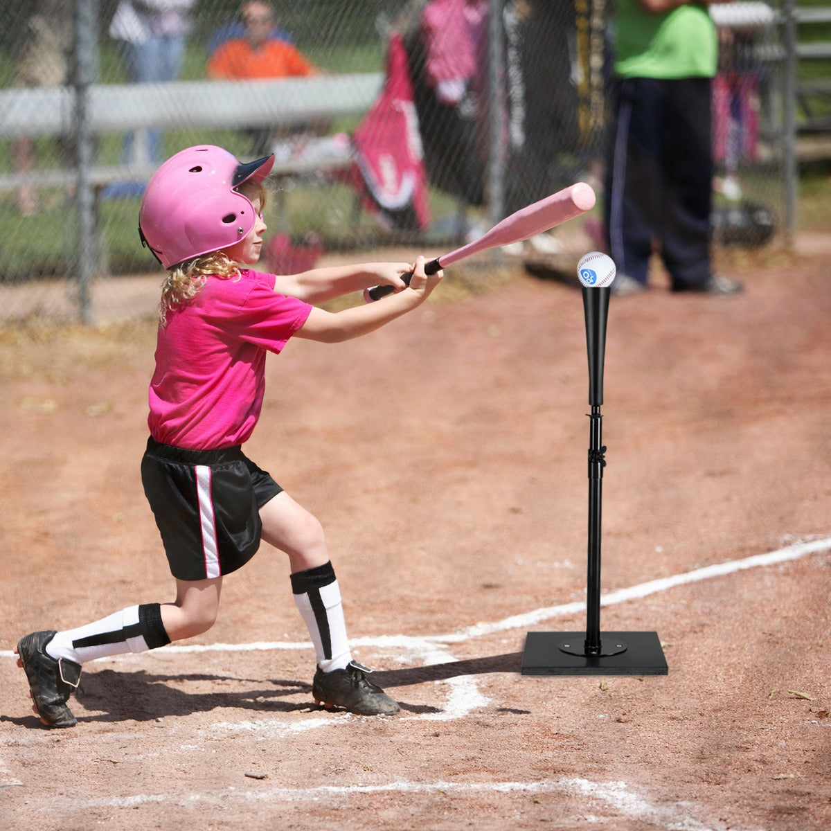 Supporto portatile per battuta con base stabile e gomma superiore, Tee da battuta da baseball per allenamento colpire la palla-Ricreazione outdoor