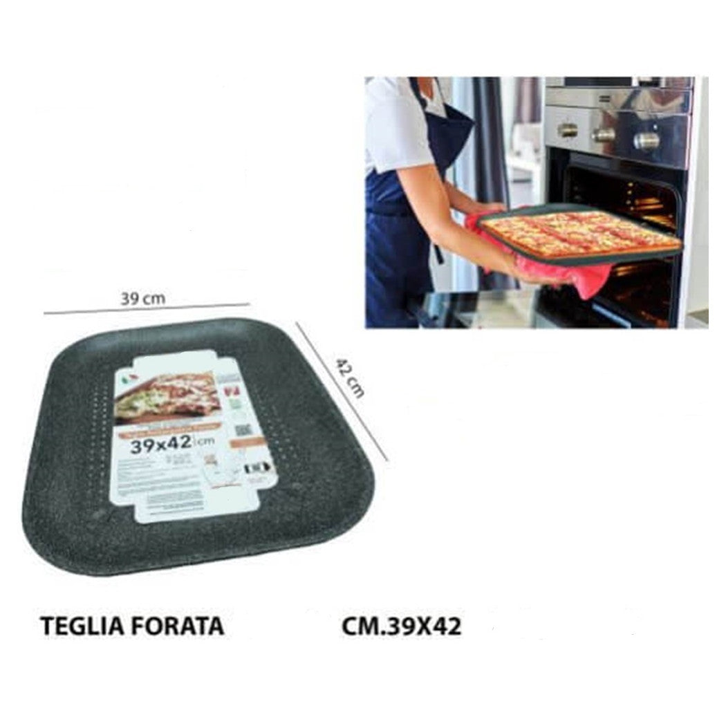 Trade Shop - Teglia Pizza Forata Ruoto In Alluminio Con Rivestimento Antiaderente In Varie Forme -