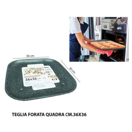 Trade Shop - Teglia Pizza Forata Ruoto In Alluminio Con Rivestimento Antiaderente In Varie Forme -   -quadrato    -