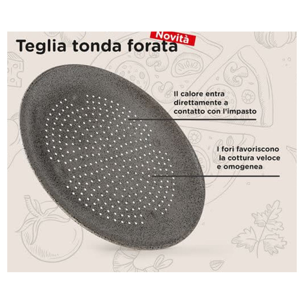 Trade Shop - Teglia Pizza Forata Ruoto In Alluminio Con Rivestimento Antiaderente In Varie Forme -