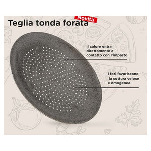 Trade Shop - Teglia Pizza Forata Ruoto In Alluminio Con Rivestimento Antiaderente In Varie Forme -