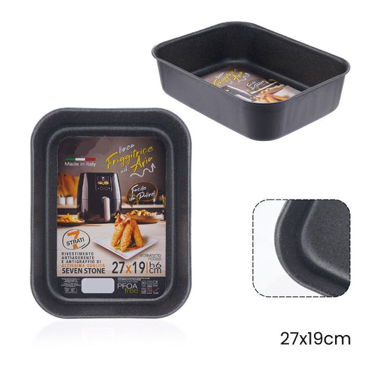Trade Shop - Teglia Rettangolare Sfornatutto Piccolo 27x19xh6cm Per Friggitrice Ad Aria Forno 054040 -