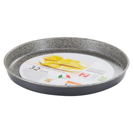 Trade Shop - Teglia Stampo Tortiera Focaccia Rotonda ø22-32 Cm Antiaderente Antigraffio A 7 Strati -    -diametro 32cm   -