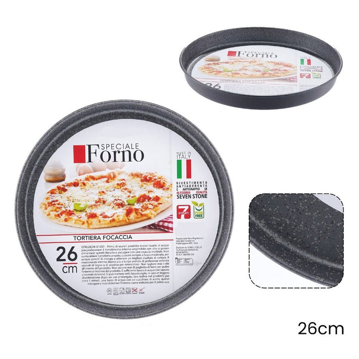 Trade Shop - Teglia Stampo Tortiera Focaccia Tonda Antiaderente Antigraffio Da Forno ø22-26-28-30-32cm -    -diametro 26cm   -