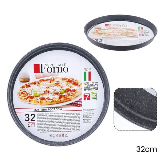 Trade Shop - Teglia Stampo Tortiera Focaccia Tonda Antiaderente Antigraffio Da Forno ø22-26-28-30-32cm -    -diametro 32cm   -