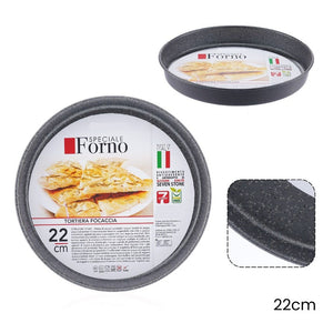 Trade Shop - Teglia Stampo Tortiera Focaccia Tonda Antiaderente Antigraffio Da Forno ø22-26-28-30-32cm -    -diametro 22cm   -