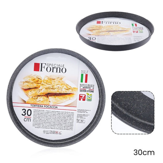 Trade Shop - Teglia Stampo Tortiera Focaccia Tonda Antiaderente Antigraffio Da Forno ø22-26-28-30-32cm -    -diametro 30cm   -