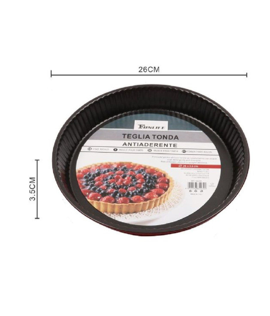 Teglia Stampo Tortiera Per Dolce Torta Antiaderente Rotondo 26 X 3.5 Cm 84439         