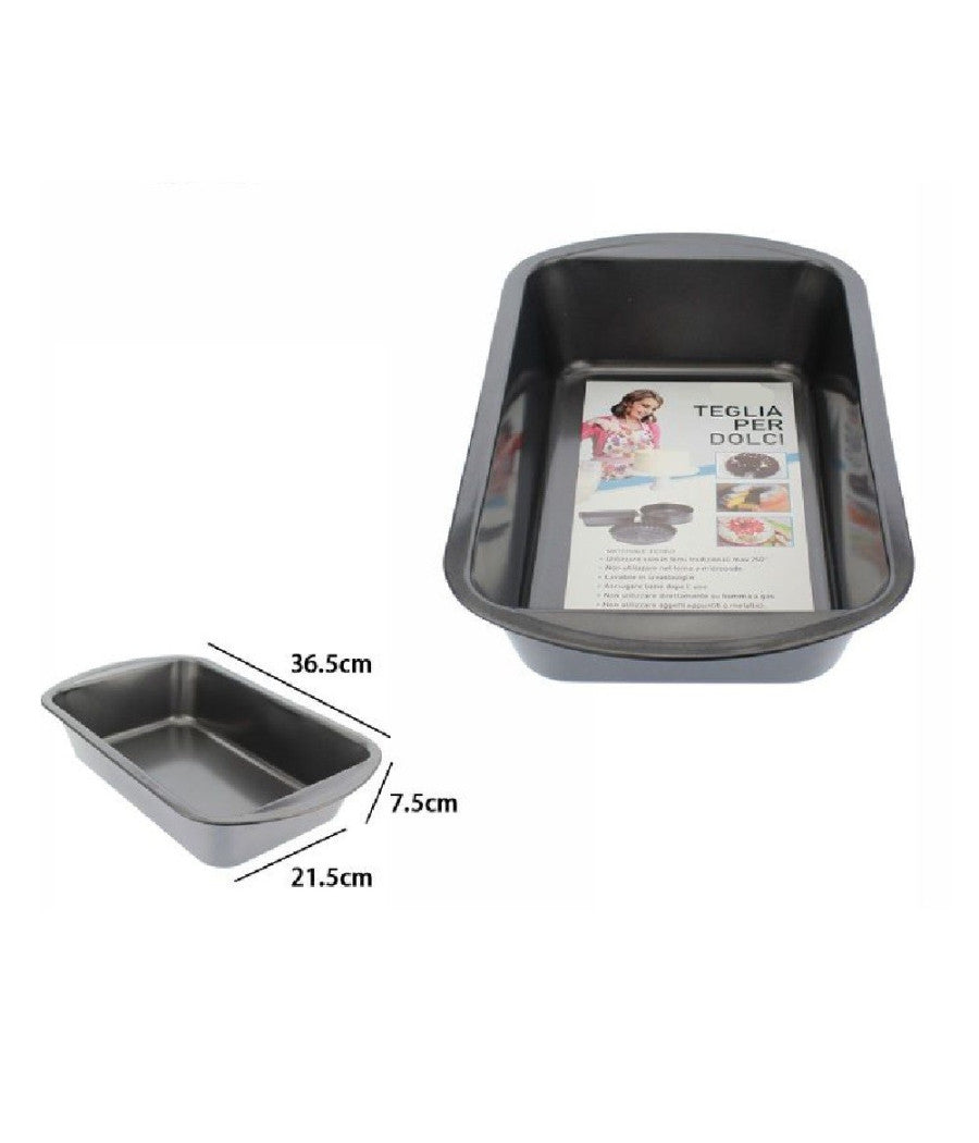Teglia Tortiera Antiaderente Rettangolare Forno Dolce Salato 36,5x21,5x7,5cm 59952         