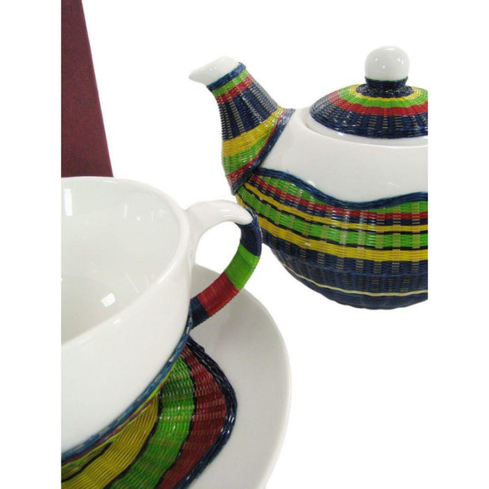 Teiera con tazza decoro bambù multicoltazza e teiera