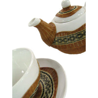 Teiera con tazza decoro bambù noce tazza e teiera