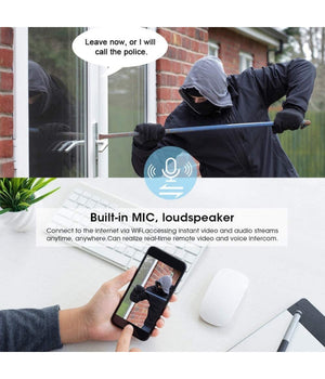 Telecamera 1080p Wifi Wireless Cctv Pannello Solare Visione Notturna Ir Allarme         