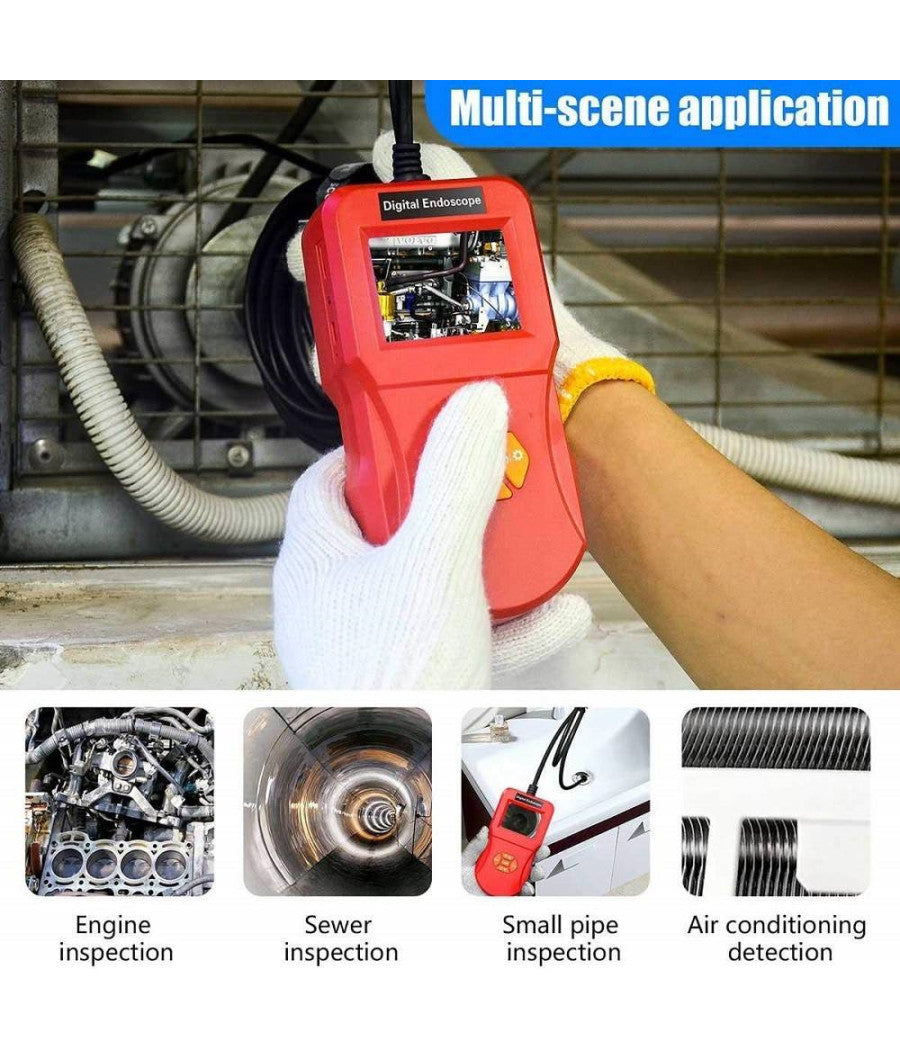 Telecamera Con Monitor Endoscopica 3mt 8mm Flessibile Lcd 2.4" Ip67         