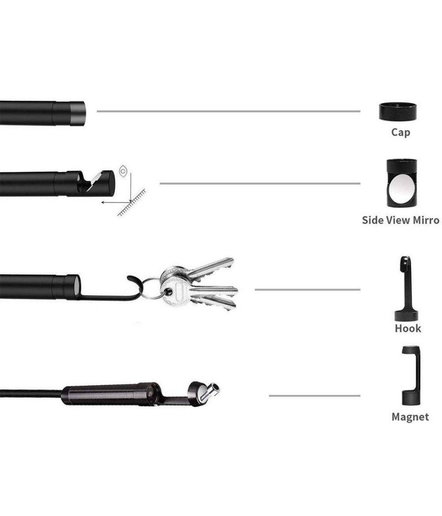 Telecamera Con Monitor Endoscopica 3mt 8mm Flessibile Lcd 2.4" Ip67         