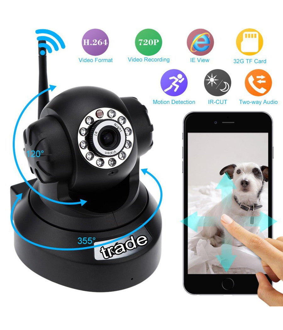 Telecamera Di Sorveglianza Ip Cam Hd 720p Wireless Led Ir Lan Motorizzata Wifi         