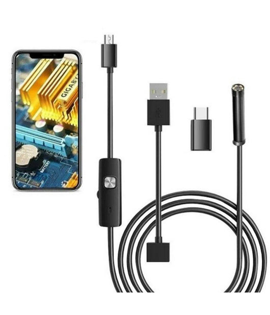 Telecamera Endoscopica 10 Mt Type-c Usb Mini Usb F Flessibile Impermeabile 6 Led         