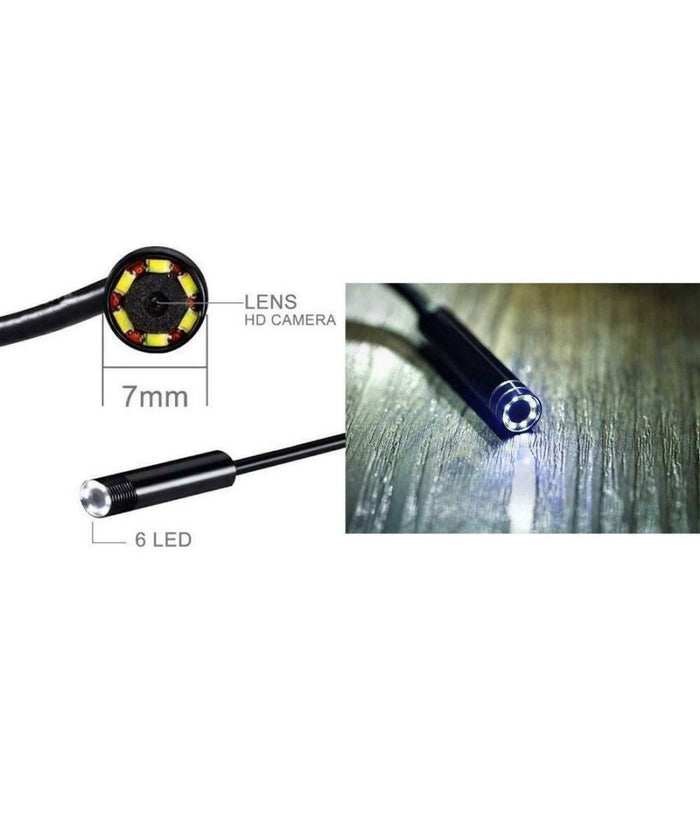 Telecamera Endoscopica 2 Metri Tubo Flessibile Usb 6 Led Impermeabile Ispezione         