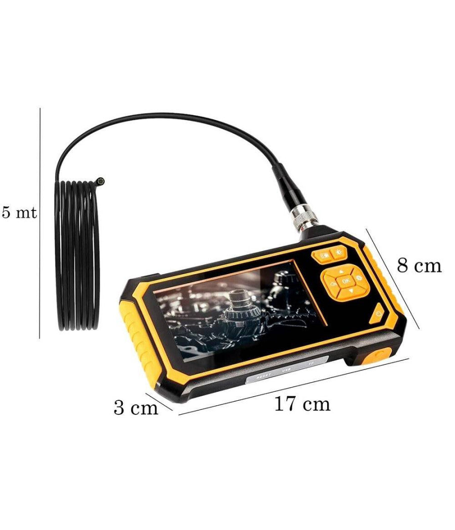 Telecamera Endoscopica 5 Mt Monitor Sonda 4.3 Pollici Videocamera Impermeabile         