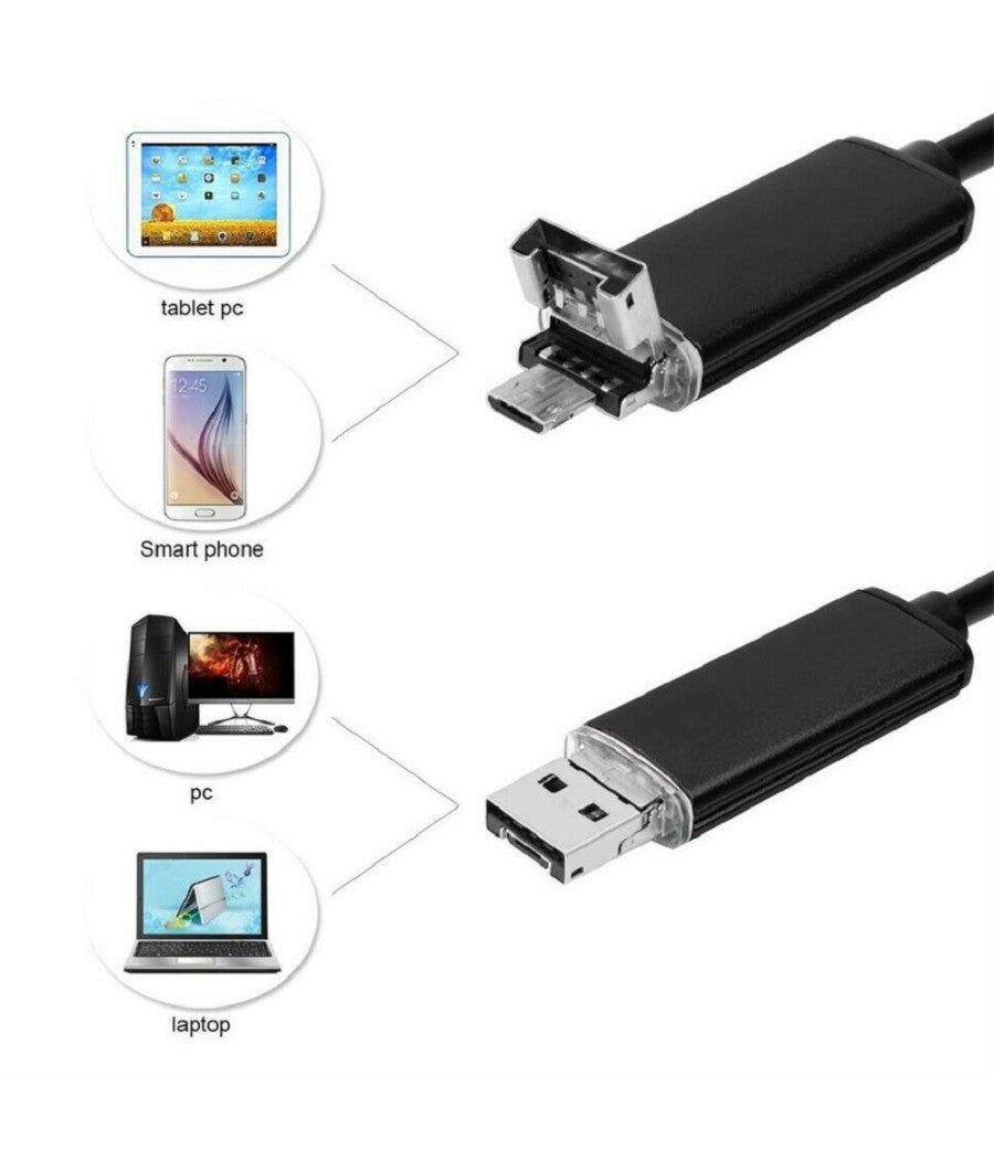 Telecamera Endoscopica 6 Led Tubo Flessibile Usb 3 Mt Impermeabile Ispezione         