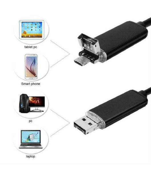 Telecamera Endoscopica 6 Led Tubo Flessibile Usb 5 Mt Impermeabile Ispezione         