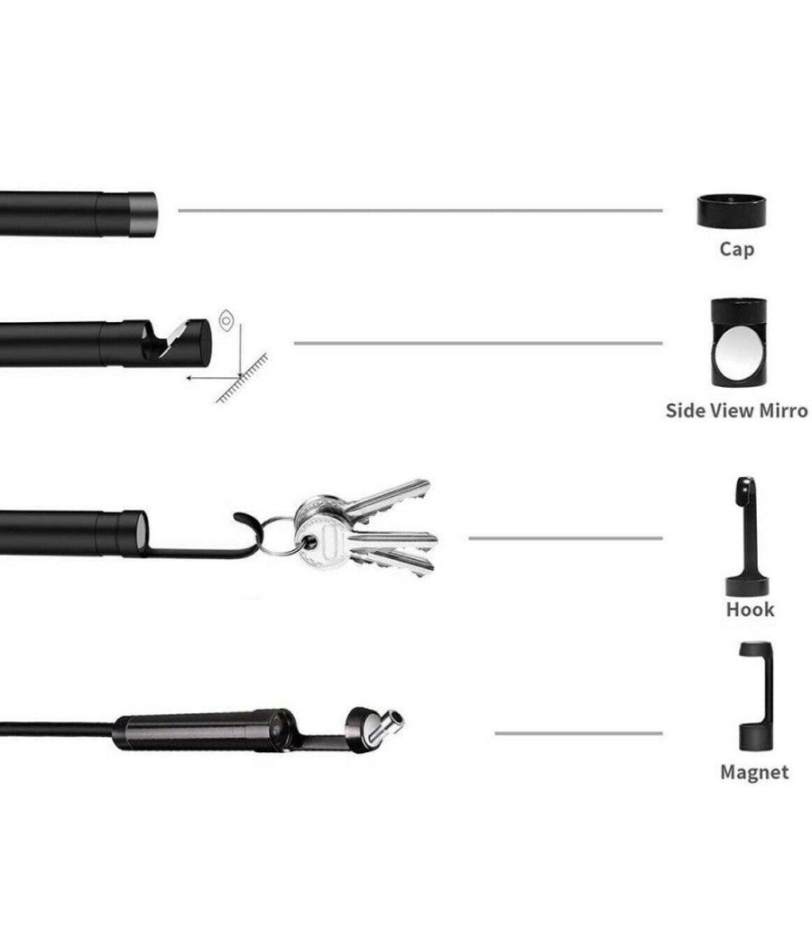 Telecamera Endoscopica Con Monitor Lcd 6 Led Sonda 5 Mt Foto Video Sd 90358         