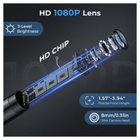 Trade Shop - Telecamera Endoscopica Ispezione Cavo 5mt Immagine 1080p Batteria 2600mah 8 Led         