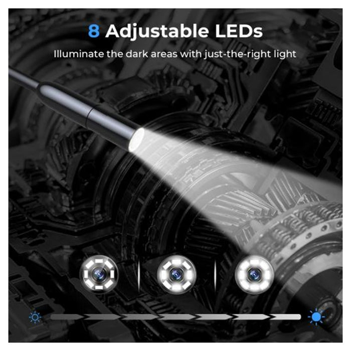 Trade Shop - Telecamera Endoscopica Ispezione Cavo 5mt Immagine 1080p Batteria 2600mah 8 Led         