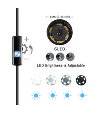 Telecamera Endoscopica Per Ispezione Wifi Per Smartphone 6 Led Mt Ip67         