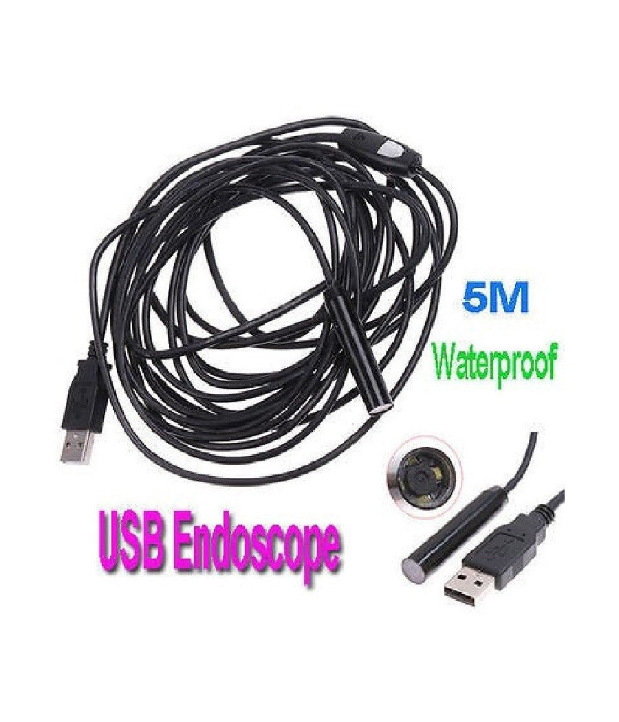 Telecamera Endoscopica Usb Flessibile Telecamera Foto Ispezione 4 Led 5 Mt Sonda         