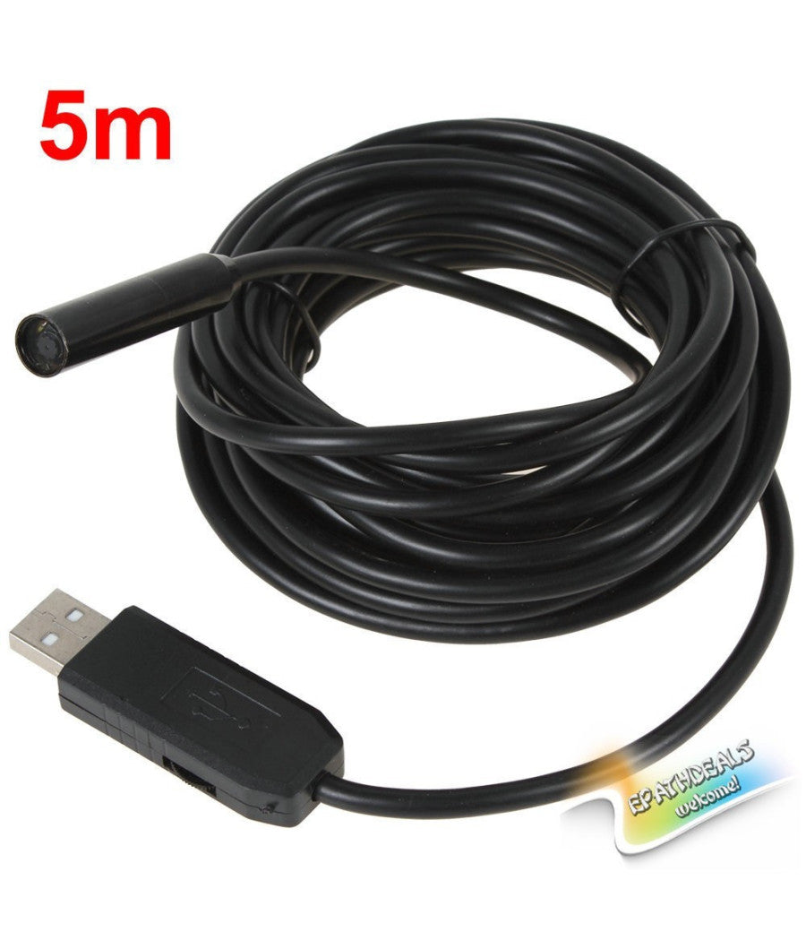 Telecamera Endoscopica Usb Flessibile Telecamera Foto Ispezione 4 Led 5 Mt Sonda         