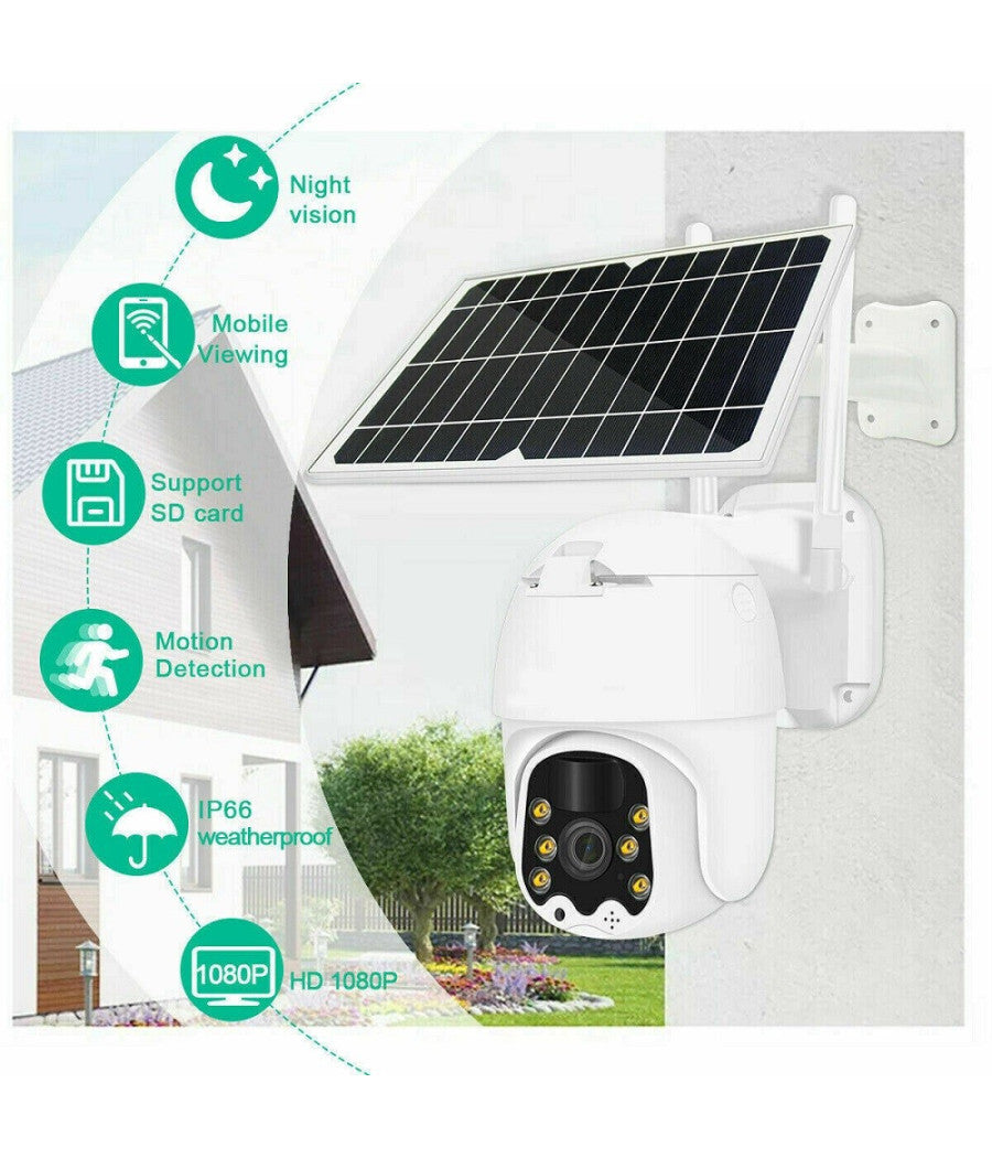 Telecamera Esterna Full Hd 1080p 5.0mp Ptz Wireless Con Pannello Solare Wifi         