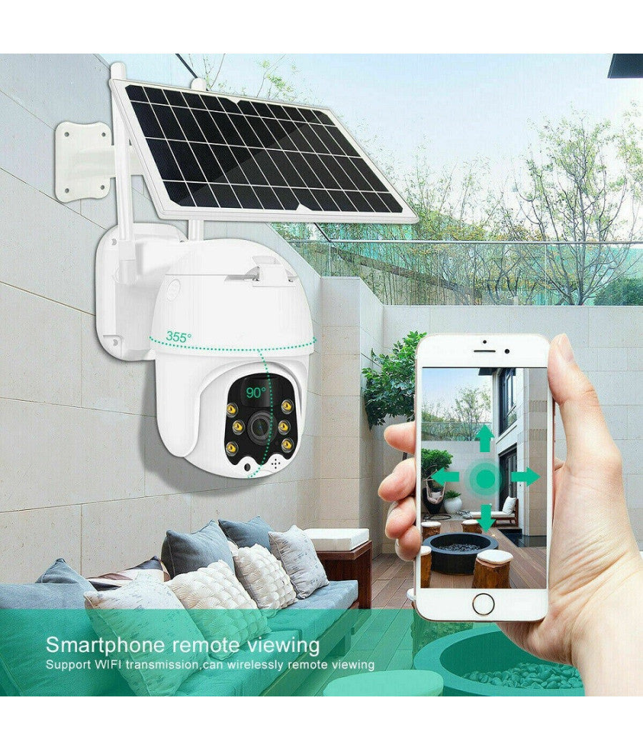 Telecamera Esterna Full Hd 1080p 5.0mp Ptz Wireless Con Pannello Solare Wifi         