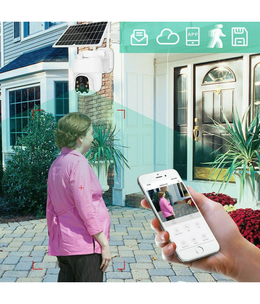 Telecamera Esterna Full Hd 1080p 5.0mp Ptz Wireless Con Pannello Solare Wifi         