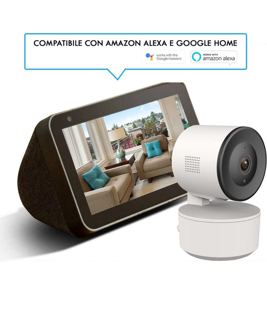Telecamera Fhd 1080p Wifi Smart Motorizzata 3.6mm Sensore Movimento Alexa Google         